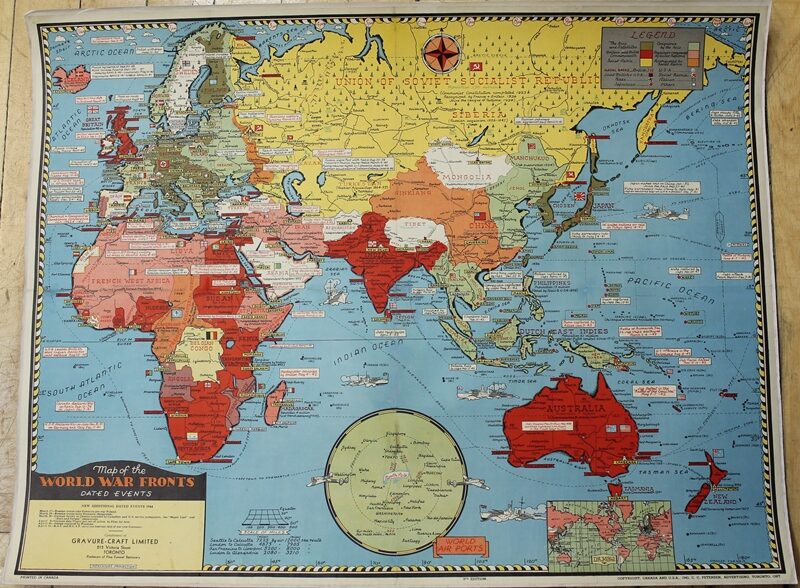 Map of the World War Fronts Dated Events | Stanley Turner